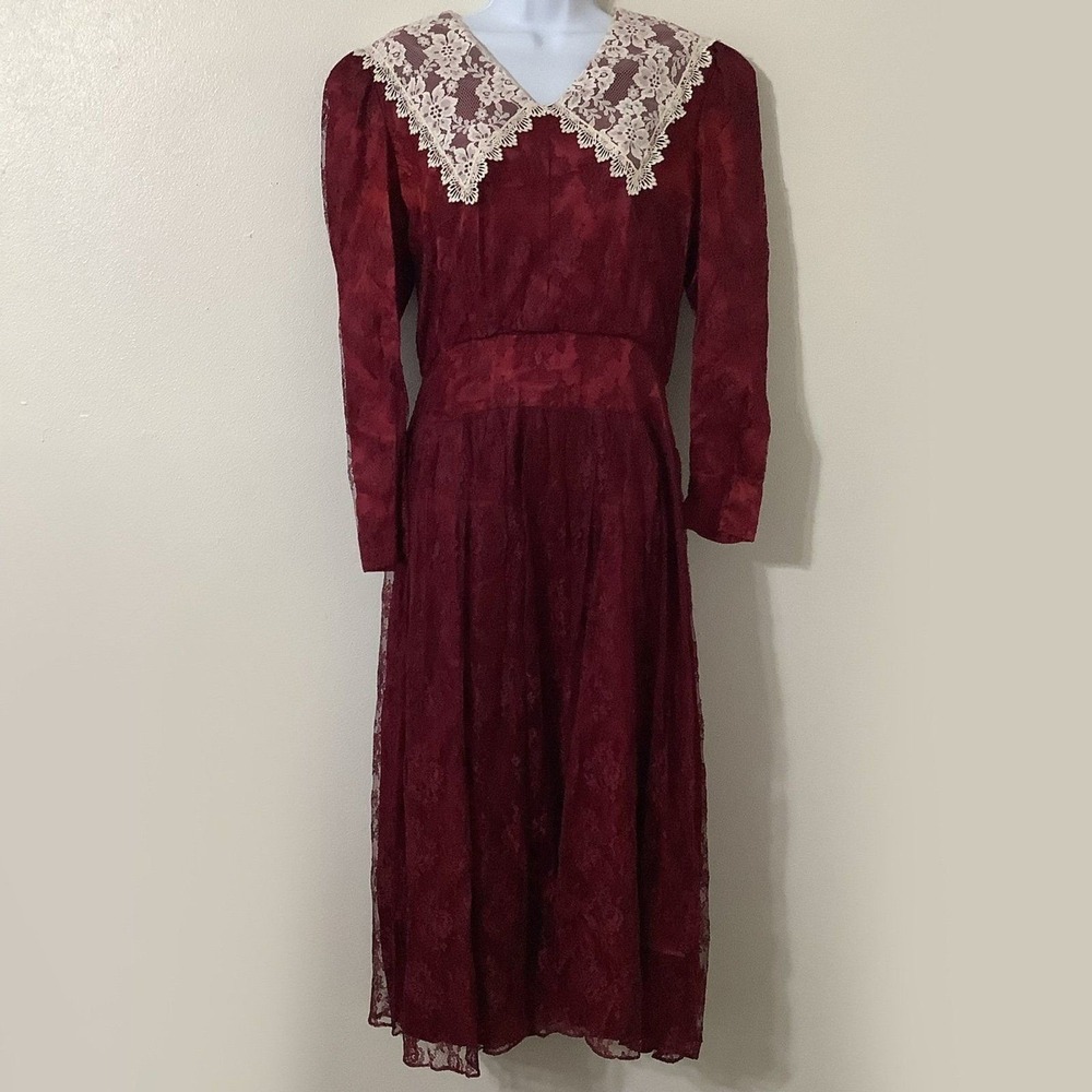 Gunne Sax Dress Size 9 Vintage 80s Victorian Gothic Prairie Cottagecore Lace